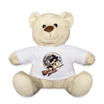 Épingle la sorcière sur un balai - Nounours - blanc - Devant