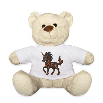 Lava Demon Unicorn with Glowing Fire Cracks - Teddy Bear - white - Front