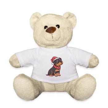 Weihnachtswelpe mit Weihnachtsmütze - Teddy - Weiß - Vorne