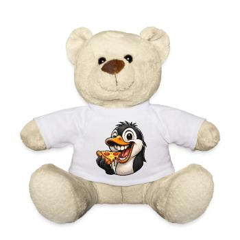 Cute Cartoon Penguin Pizza Pizza Lover Italy - Teddy Bear - white - Front