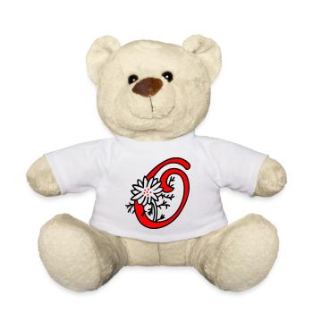 Letter O Initial - Teddy Bear - white - Front