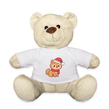 Welpen-Weihnachtshut-Schal - Teddy - Weiß - Vorne