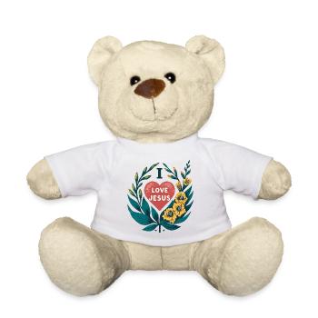Liebe Jesus Herz Blumenkranz - Teddy - Weiß - Vorne