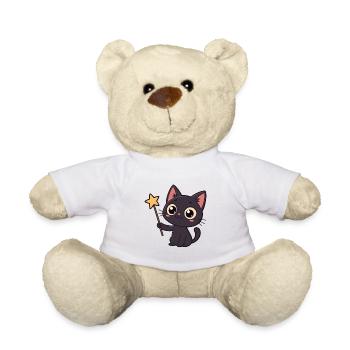 Magic Cat and Star Wand - Teddy Bear - white - Front