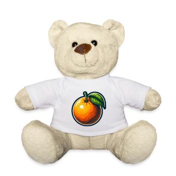Orange cartoon éclatante avec feuille - Nounours - blanc - Devant
