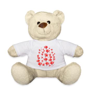 rotes Blütenmuster Herzen Girlanden Blumenmuster - Teddy - Weiß - Vorne