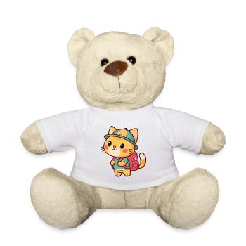 Entdeckerkatze mit Rucksack - Teddy - Weiß - Vorne