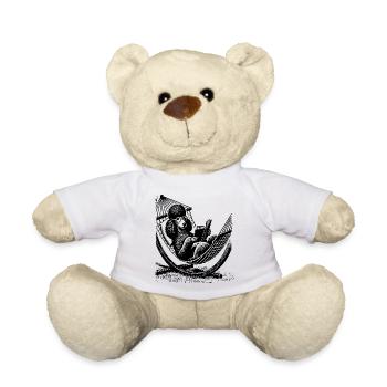 T-shirt with a poodle reading a book - Teddy Bear - white - Front
