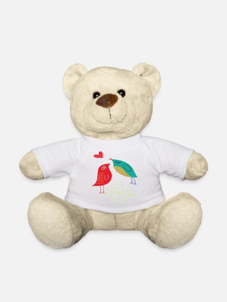 birds in love - Teddy Bear - white