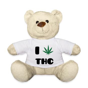 Ich liebe THC – Weed – Cannabis - Teddy - Weiß - Vorne