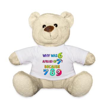 Numbers maths Why Was Dino Afraid Of - Teddy Bear - white - Front