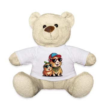 Cute Guinea Pig Friends – Funny Animal Motif - Teddy Bear - white - Front