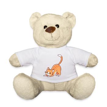 Chaton orange en étirement - Nounours - blanc - Devant