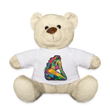 Bunte Silhouette nackt in Wirbeln - Teddy - Weiß - Vorne