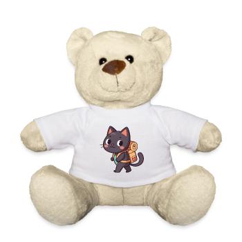 Entdeckerkatze mit orangefarbenem Rucksack - Teddy - Weiß - Vorne