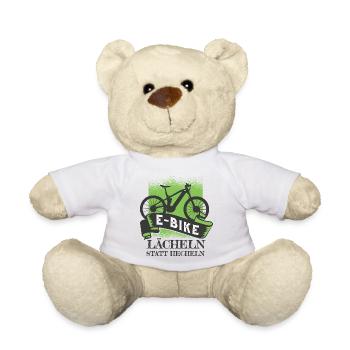 E-Bike Smiling Instead of Crocheting Funny Bike Shir - Teddy Bear - white - Front