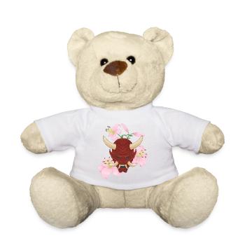 Oni x Pink Lilies - Teddy Bear - white - Front