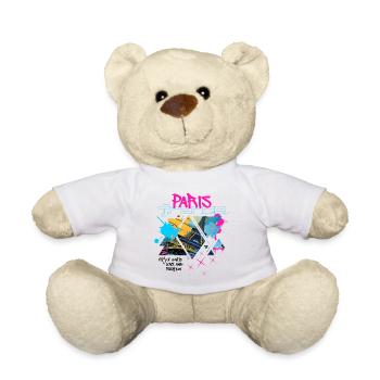 Paris France City Skyline Eiffel Tower Graffiti - Teddy Bear - white - Front