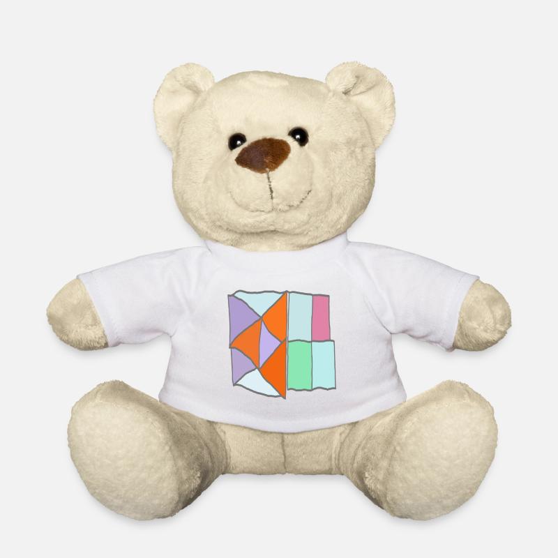 Geometrisches Patchwork-Mosaik - Teddy - Weiß