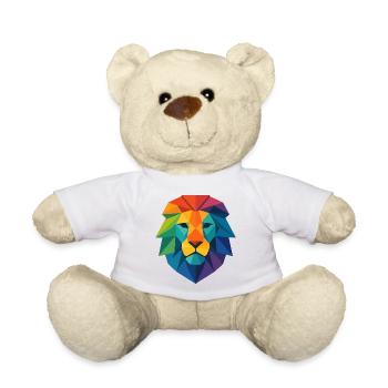 Farbenfroher Wild Poly Low Lion – Art Pop Farben - Teddy - Weiß - Vorne