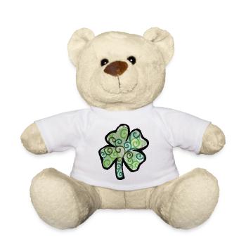 Swirled Shamrock in Pastel Greens - Teddy Bear - white - Front