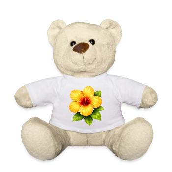 Hibiscus jaune aux feuilles vertes - Nounours - blanc - Devant