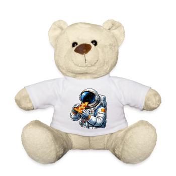 Astronaut eating pizza - Teddy Bear - white - Front