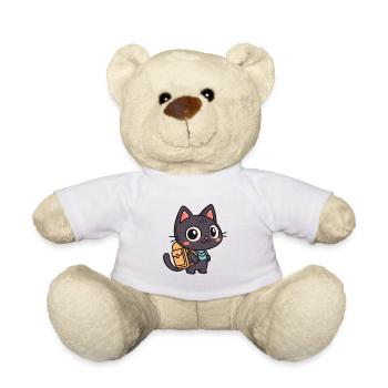 Chat explorateur mignon à cartable - Nounours - blanc - Devant