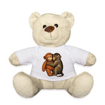 Affige Umarmung: Affenfreundschaft - Teddy - Weiß - Vorne