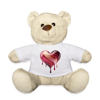 Flowing Heart Pink Red - Teddy Bear - white - Front