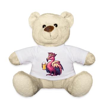 Flamingo Beer King - Teddy Bear - white - Front