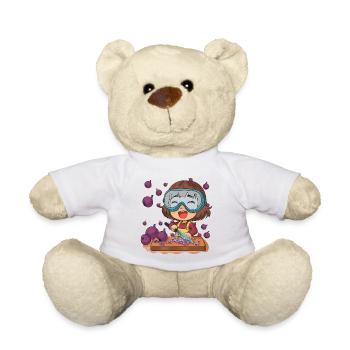 Comic Mädchen schneidet Zwiebeln - Teddy - Weiß - Vorne