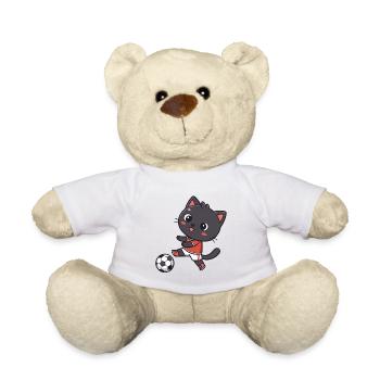 Kitten Footballer Cartoon Football - Teddy Bear - white - Front
