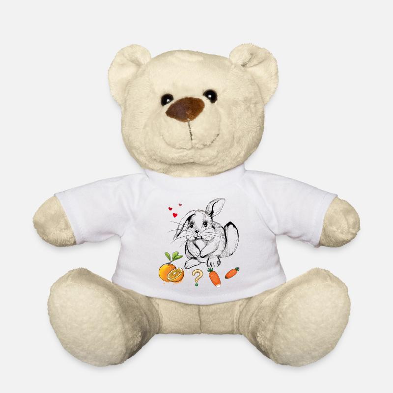 Kaninchen mit Obst und Möhren - Teddy - Weiß
