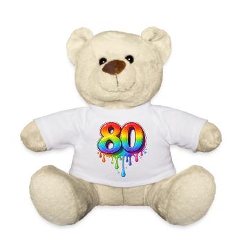 80 Rainbow Retro Number - Teddy Bear - white - Front