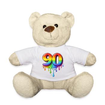90 Rainbow Retro Number - Teddy Bear - white - Front