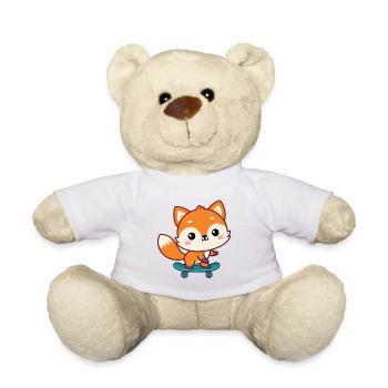 Colorful kawaii skate fox - Teddy Bear - white - Front