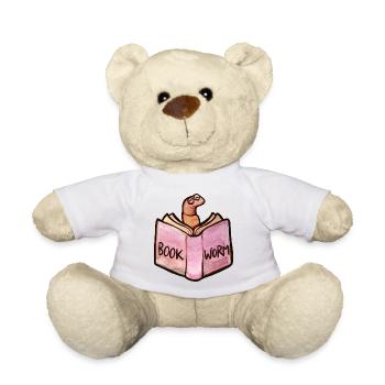 Bookworm Reader: Pink Open Book - Teddy Bear - white - Front