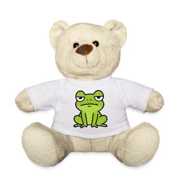 Sleepy Green Frog Cartoon - Teddy Bear - white - Front