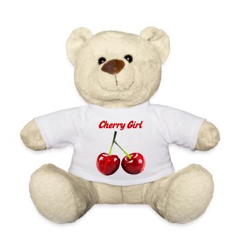 Motif de la fille cerise et fruit - Nounours - blanc - Devant