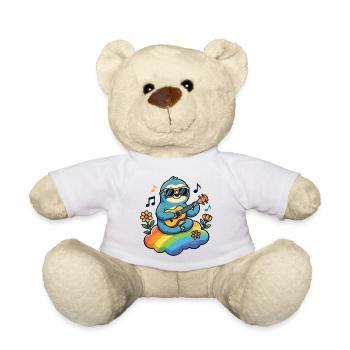 Faultier mit Gitarre auf Regenbogenwolke Hippie - Teddy - Weiß - Vorne