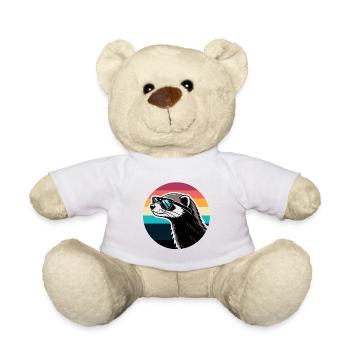 Ferret silhouette retro rainbow - Teddy Bear - white - Front