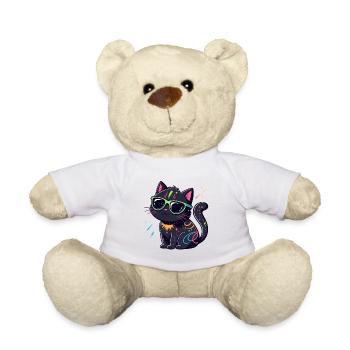 Neonschwarze Katze und Brille - Teddy - Weiß - Vorne