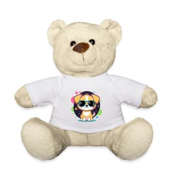 Neon-Welpe mit Brille - Teddy - Weiß - Vorne