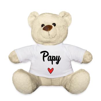 PAPY. FÊTE DES PÈRES. BONNE FÊTE PAPY. JE T'AIME.  - Nounours - blanc - Devant