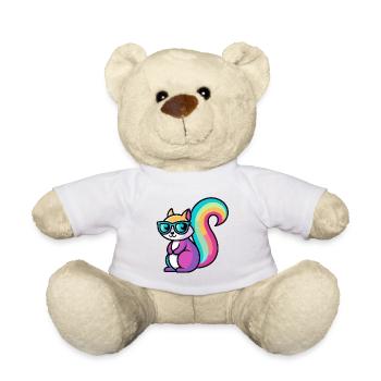Ecureuil Arc en Ciel Lunettes - Nounours - blanc - Devant