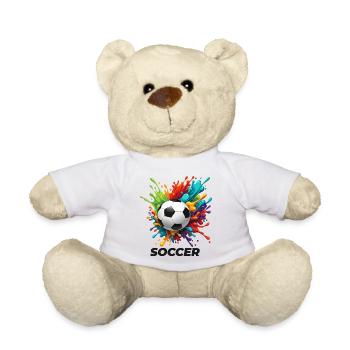 Lebendiges Splash-Fußball-Motiv - Teddy - Weiß - Vorne
