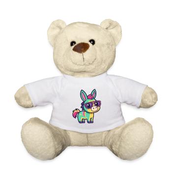 Colorful Donkey in Retro Glasses - Teddy Bear - white - Front