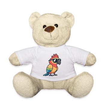 Cute chic parrot with sunglasses - Teddy Bear - white - Front