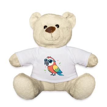 Farbenfroher Papagei mit Sonnenbrille - Teddy - Weiß - Vorne
